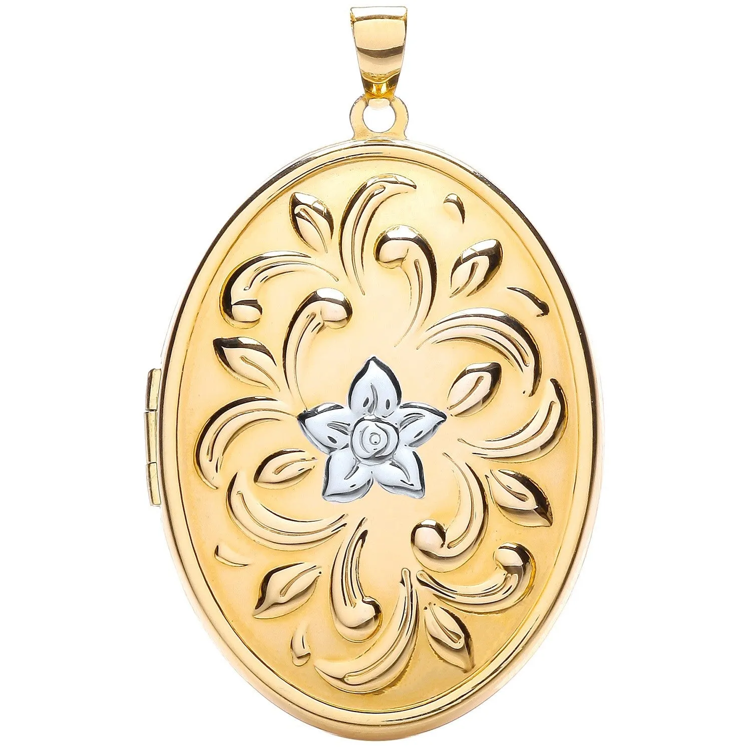 Oval Locket Pendant in 9ct 2 Tone Gold