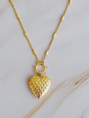 Patterned Heart Open Locket Necklace