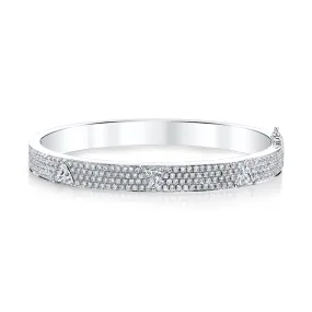 PAVE DIAMOND OVAL BRACELET WITH THREE TRILLION DIAMONDS