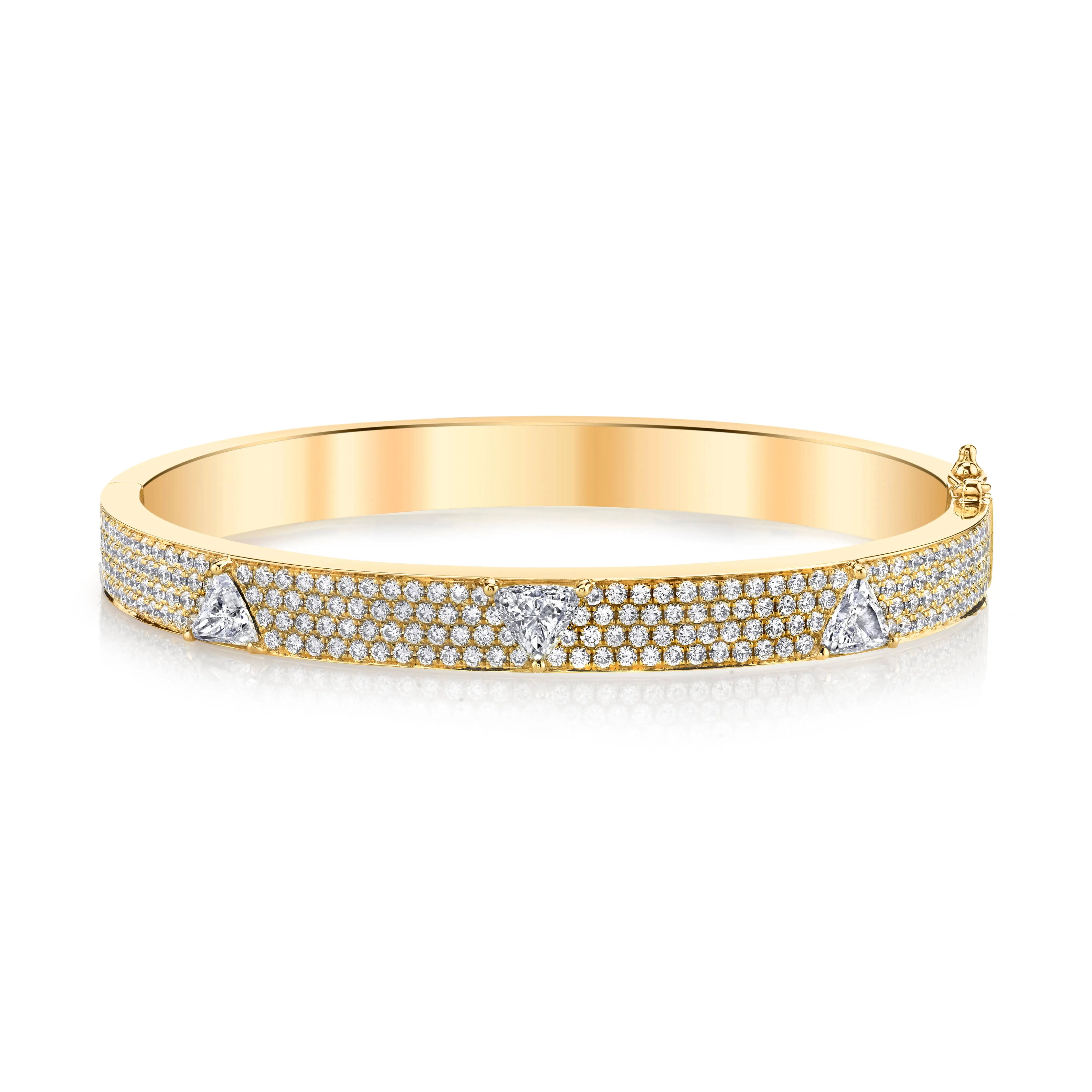PAVE DIAMOND OVAL BRACELET WITH THREE TRILLION DIAMONDS