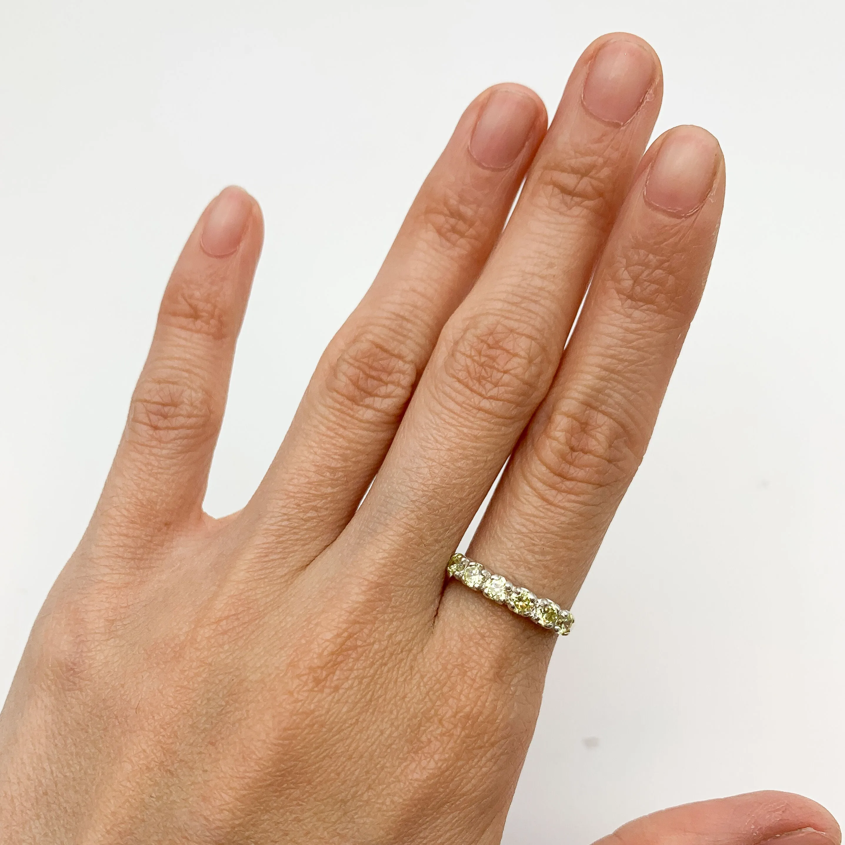 Peridot Ring - Half Eternity Band - Green Stackable Ring