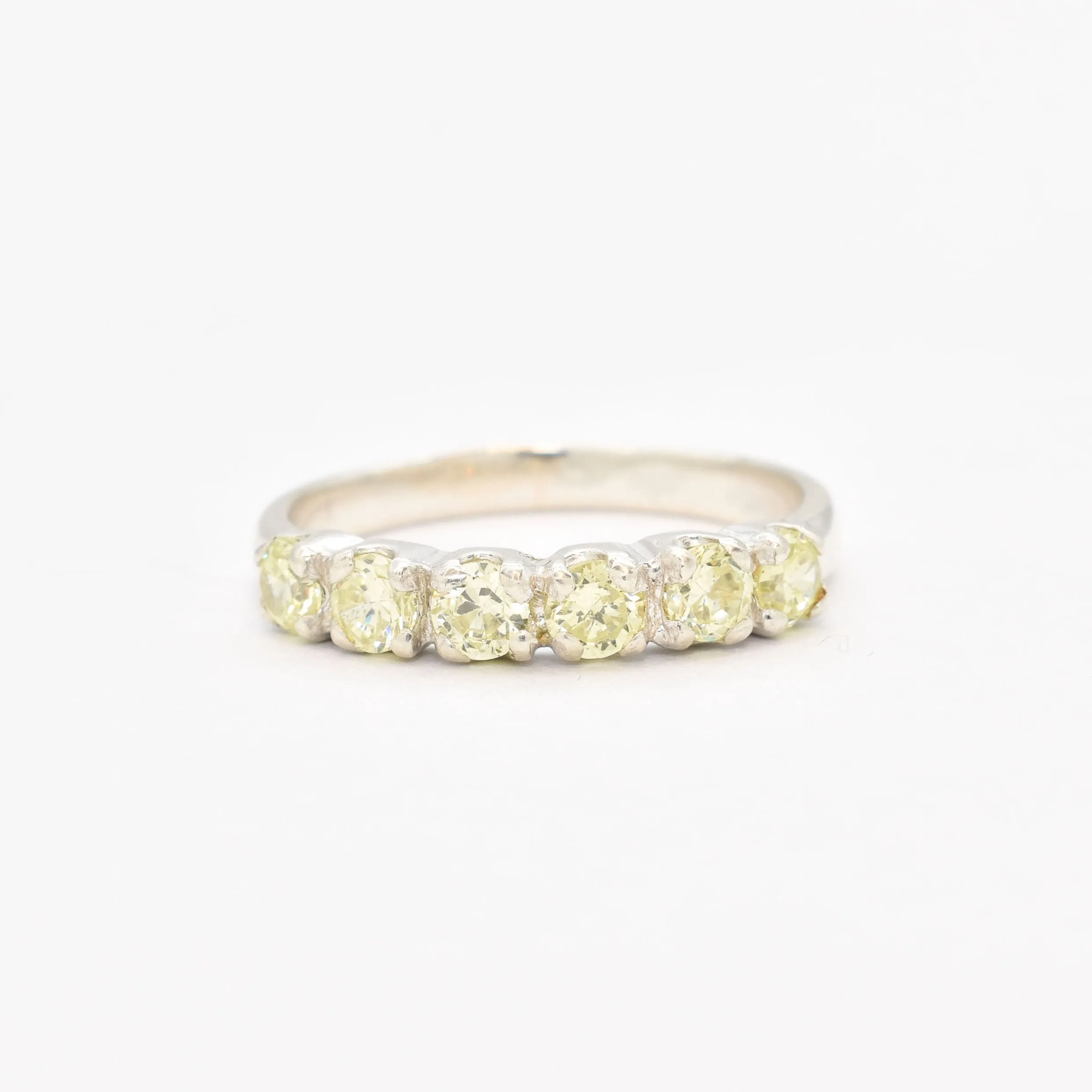 Peridot Ring - Half Eternity Band - Green Stackable Ring