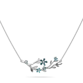 Petalia Turquoise Blue Necklace Featured SWAROVSKI Crystals in White Gold