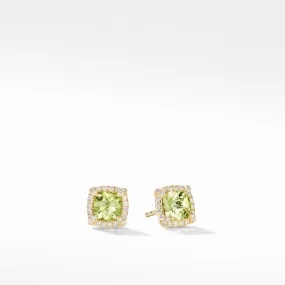 Petite Châtelaine® Pavé Bezel Stud Earring in 18K Yellow Gold with Peridot