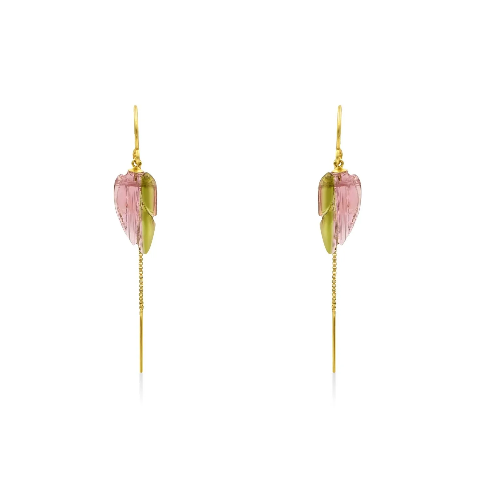 Pink Tourmaline Gold Threader Earrings