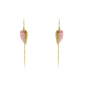 Pink Tourmaline Gold Threader Earrings