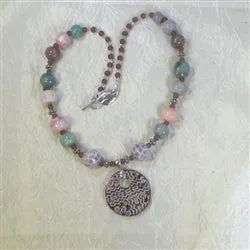 Purple Swazi Pendant on Handmade Artisan Beaded Necklace