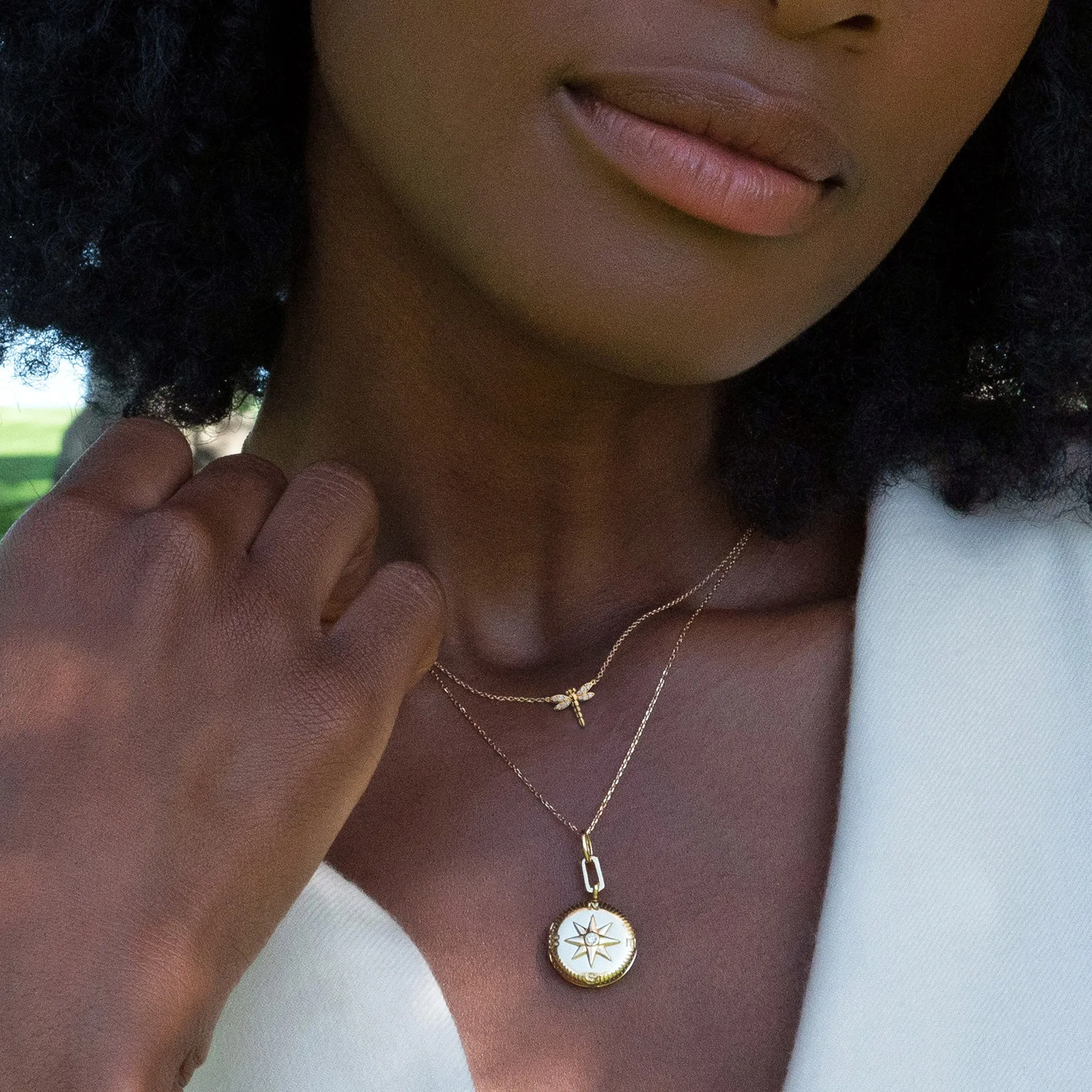 "Adventure" Compass Gold Locket Necklace