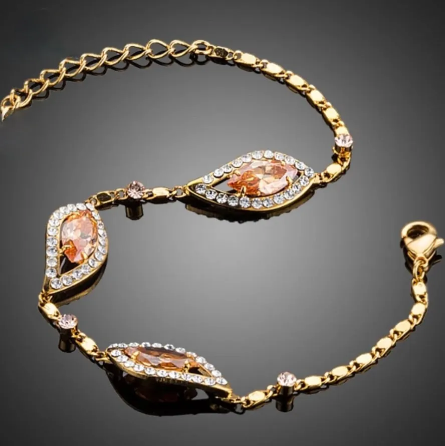 "Makayla" - Gold Cubic Zirconia Bridal Bracelet