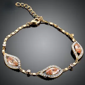 "Makayla" - Gold Cubic Zirconia Bridal Bracelet