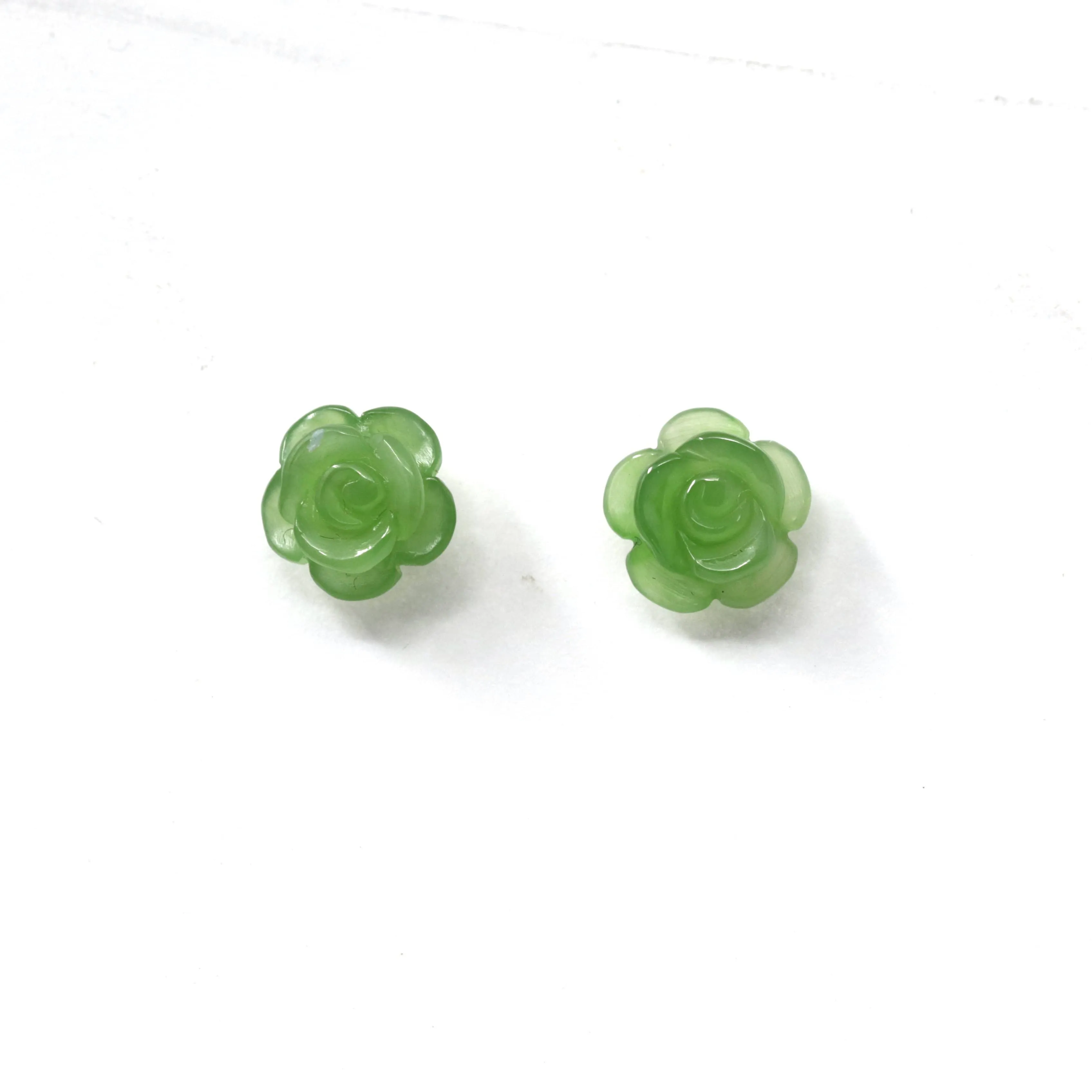 RealJade® "Rose Flowers" 18k Solid Gold High-end Real Green Jade Rose Flower Earrings