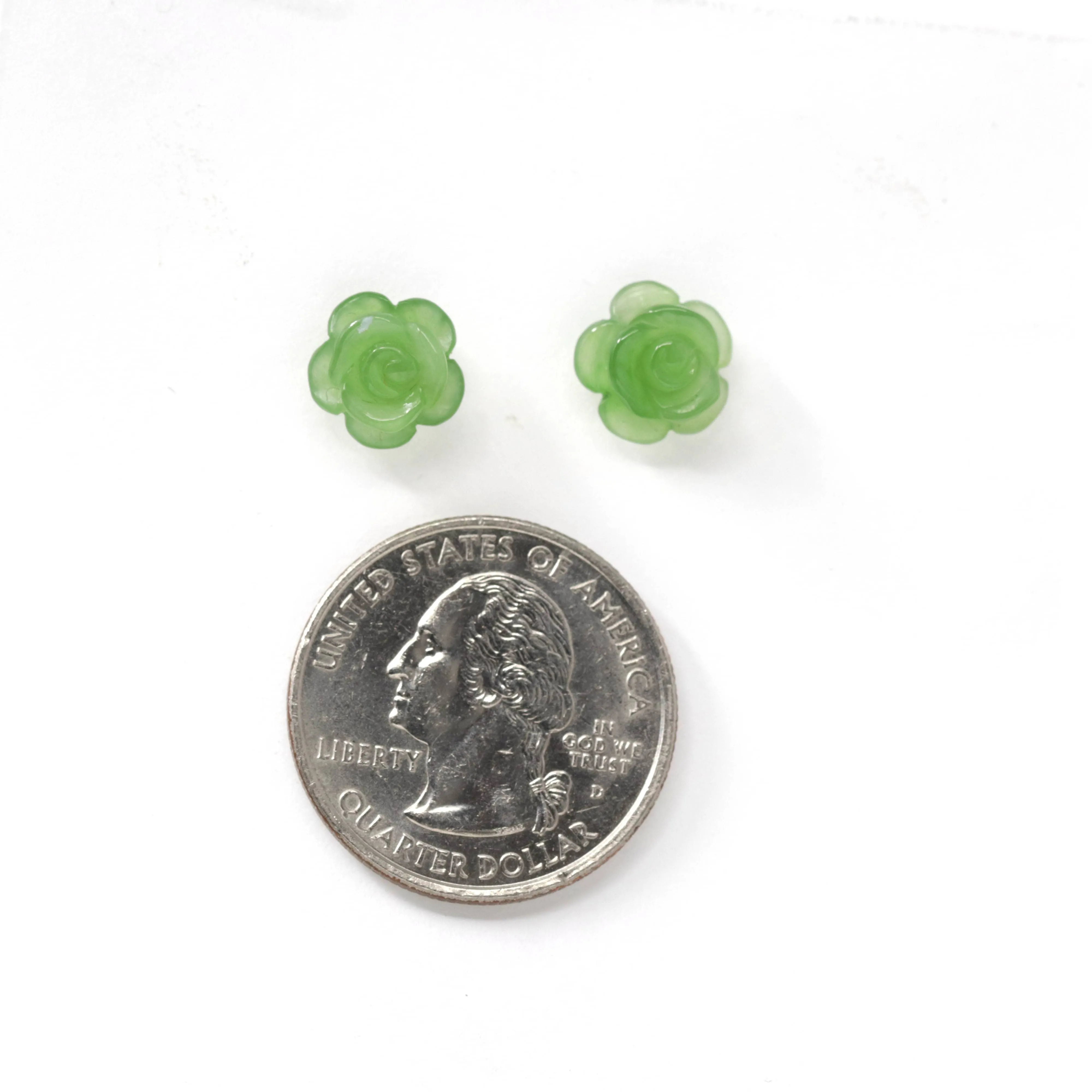 RealJade® "Rose Flowers" 18k Solid Gold High-end Real Green Jade Rose Flower Earrings