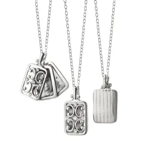 Rectangular Gate Locket in White Gold