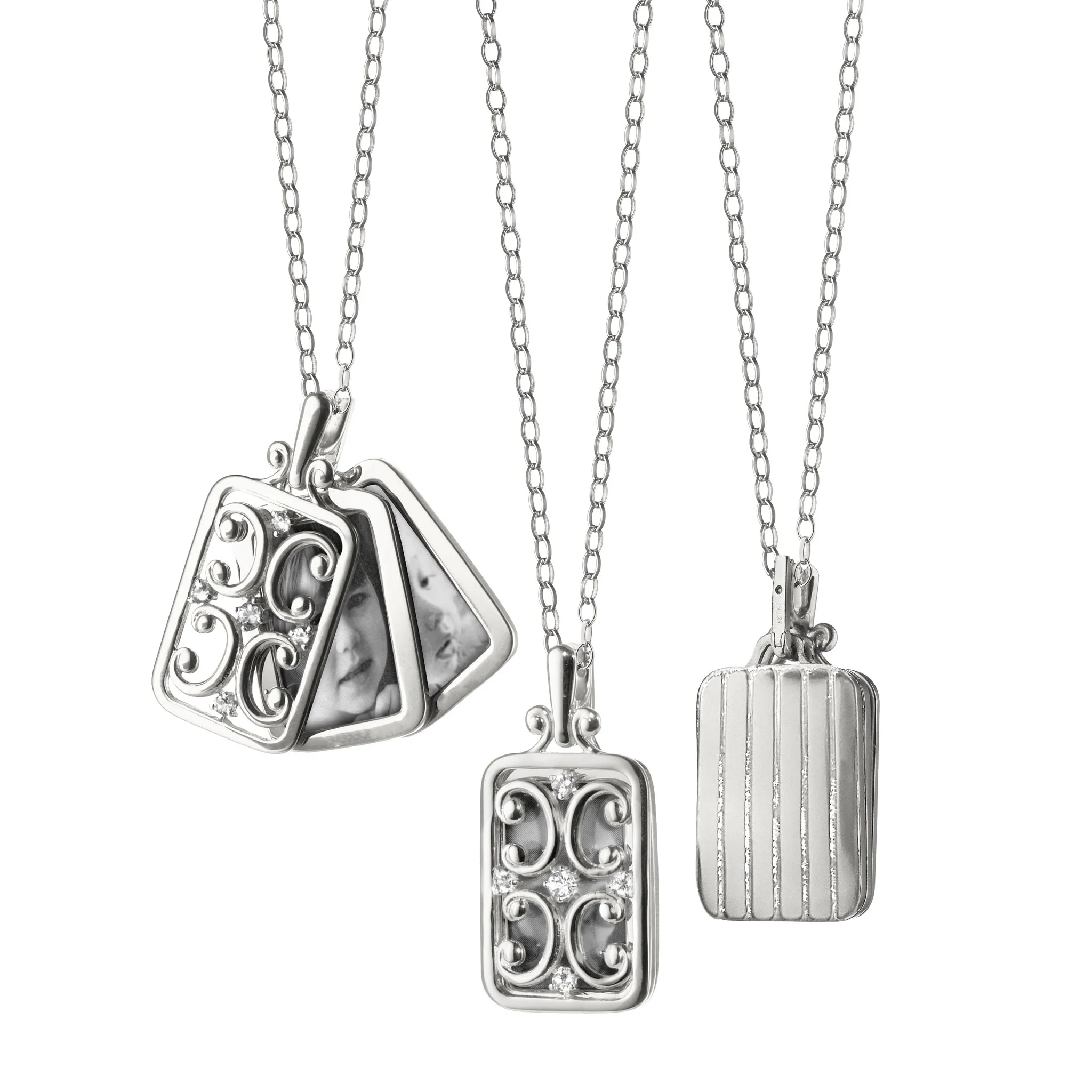 Rectangular Gate Locket in White Gold