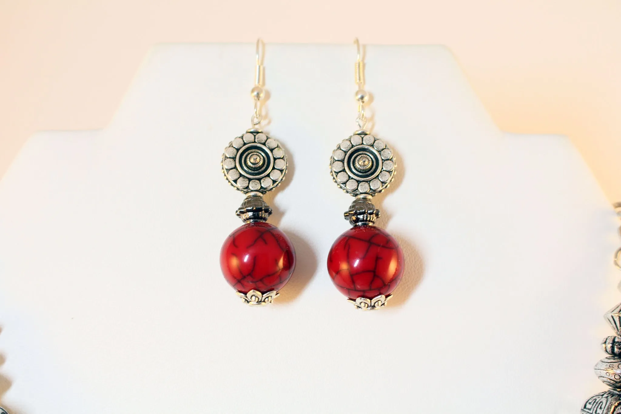 Red Turquoise, Statement Necklace & Earrings Set