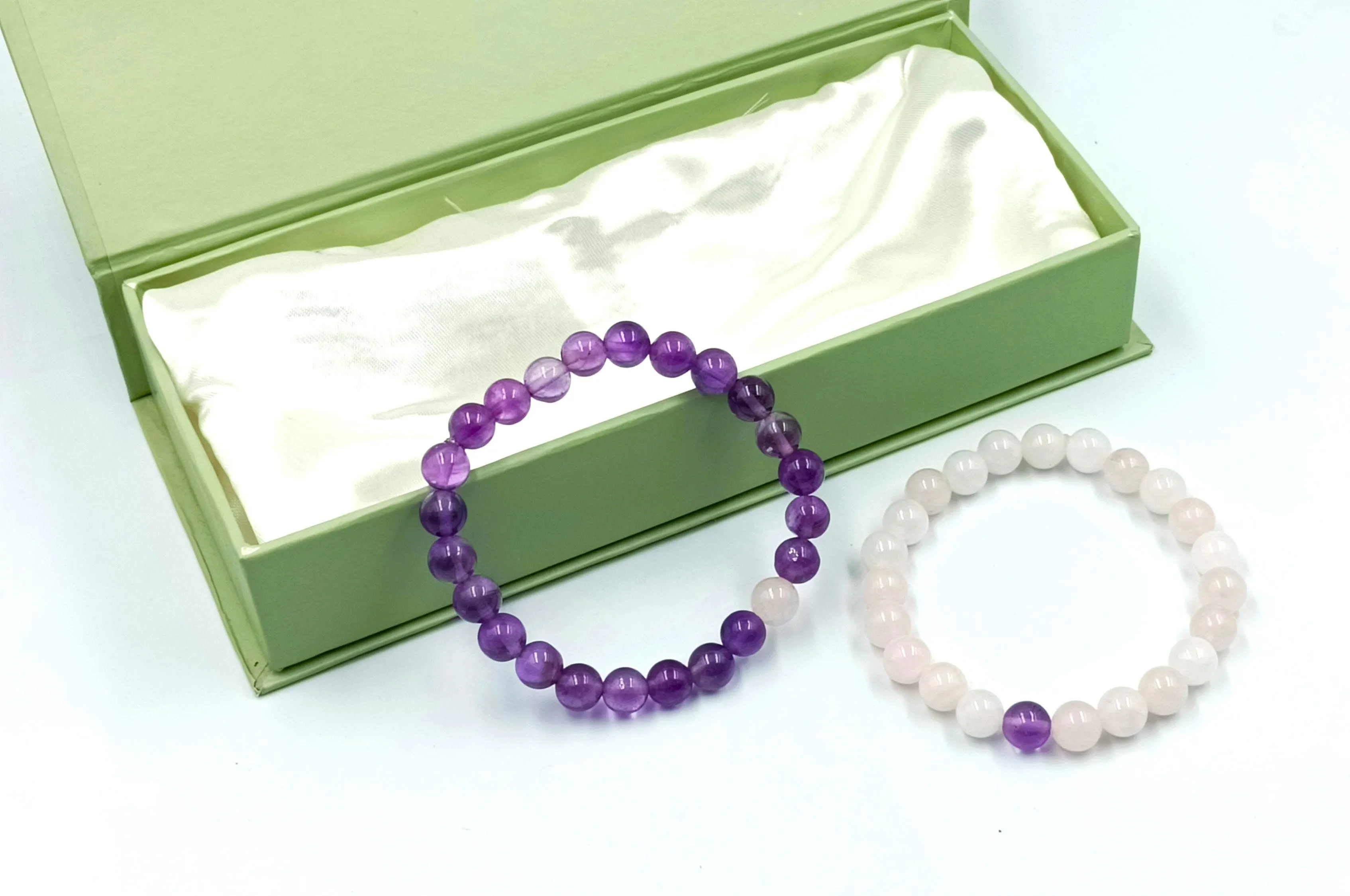 Rose Quartz and Amethyst Couple Bracelet