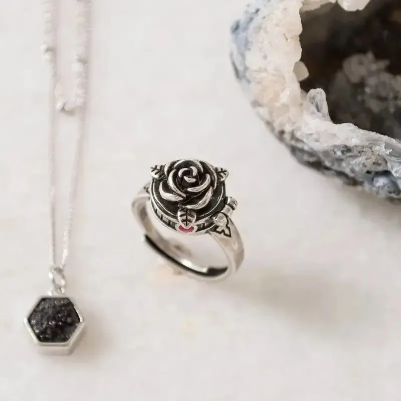 Rose Silver Locket Ring