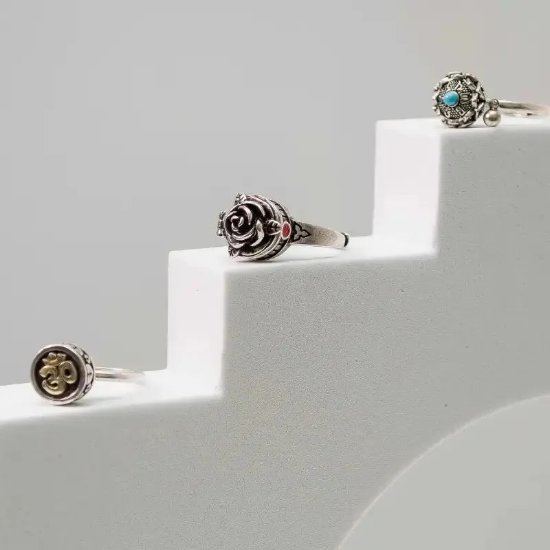 Rose Silver Locket Ring