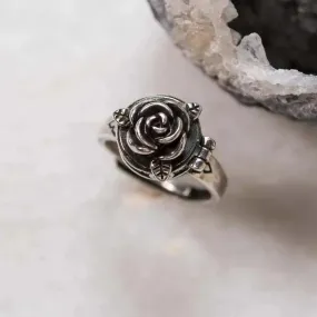 Rose Silver Locket Ring