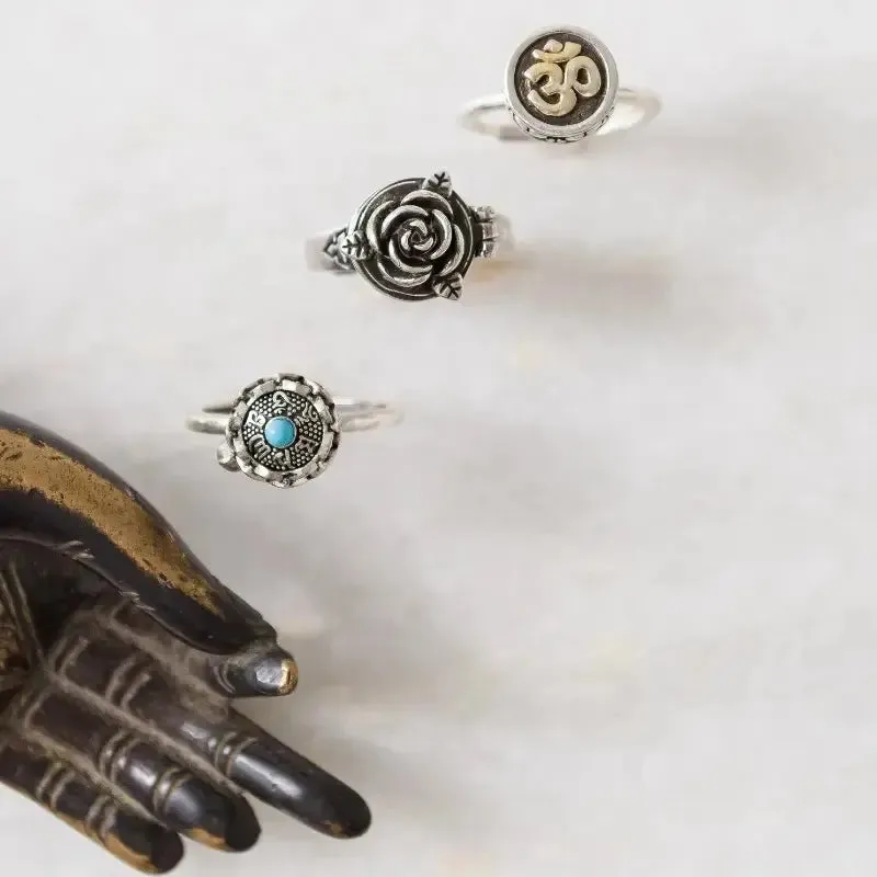 Rose Silver Locket Ring