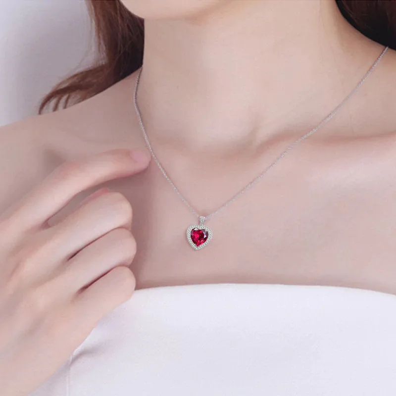 Ruby Necklace - Heart Shaped Ruby - Minimalist Necklace - Dainty Necklace - Ruby Gemstone - July Birthstone - Birthday Gift – Jewelry
