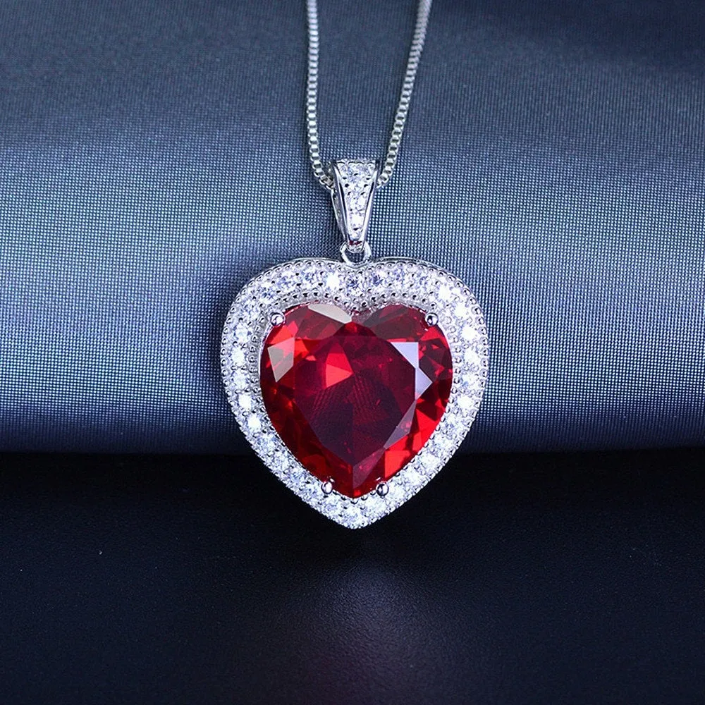 Ruby Necklace - Heart Shaped Ruby - Minimalist Necklace - Dainty Necklace - Ruby Gemstone - July Birthstone - Birthday Gift – Jewelry