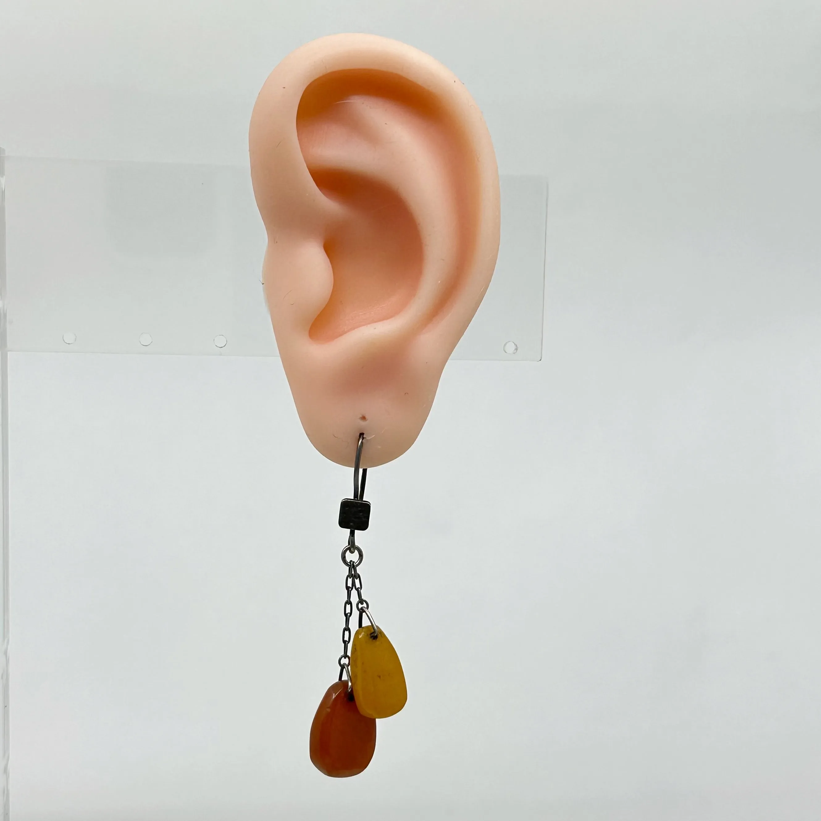 Russian 875 silver butterscotch amber earrings