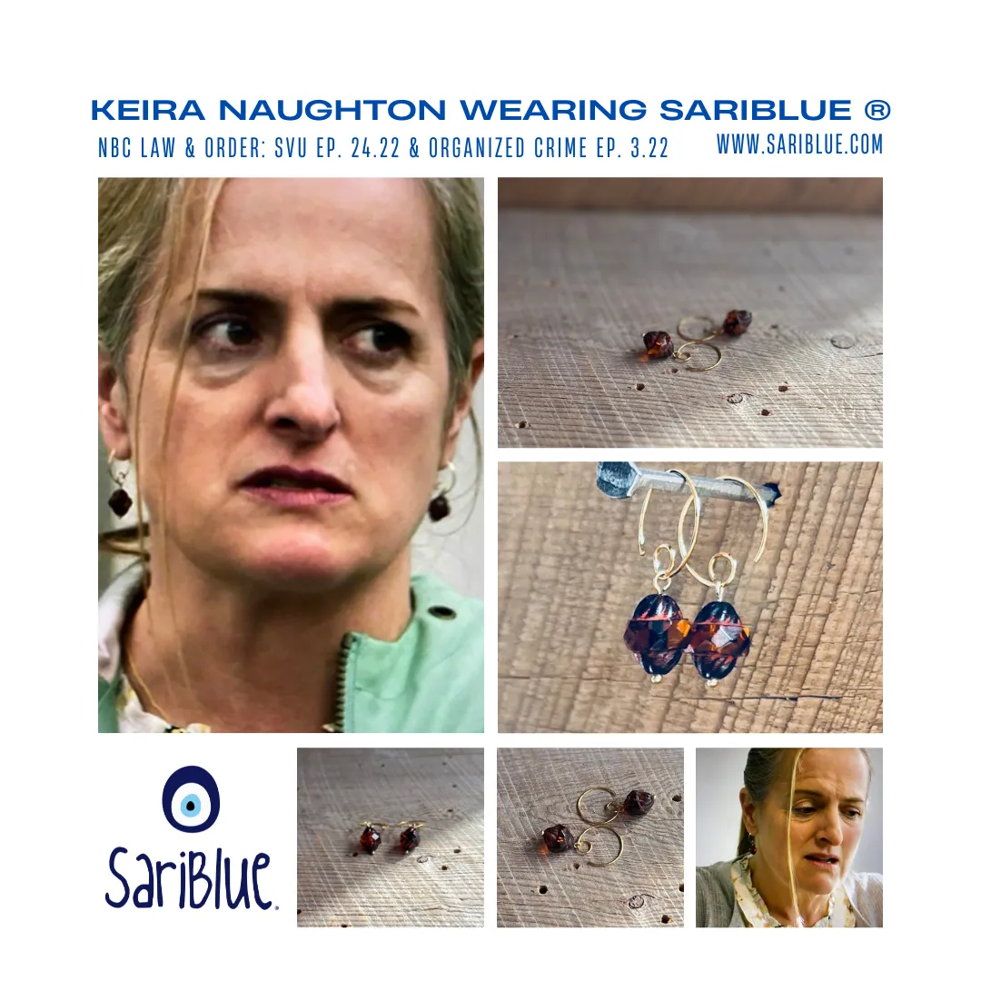SariBlue® Amber Arabesque Czech Glass Earrings as seen on NBC Law & Order: SVU and Organized Crime