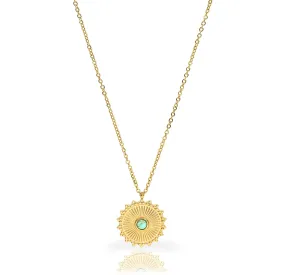 SASHA GOLD TURQUOISE SUN  PENDANT NECKLACE