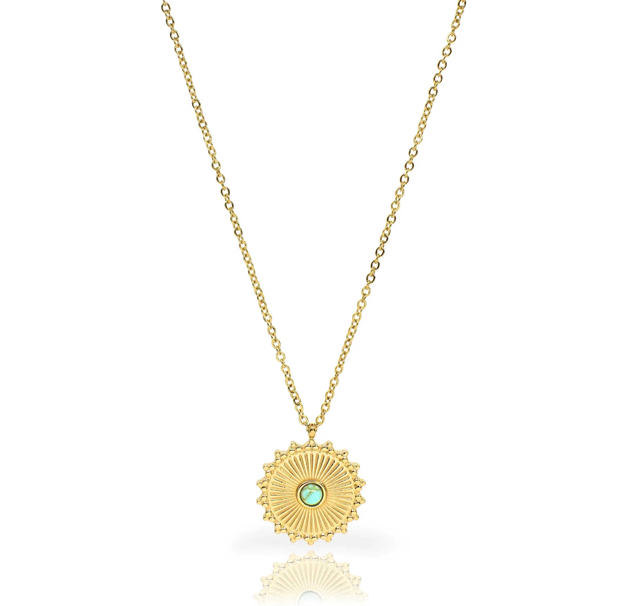 SASHA GOLD TURQUOISE SUN  PENDANT NECKLACE