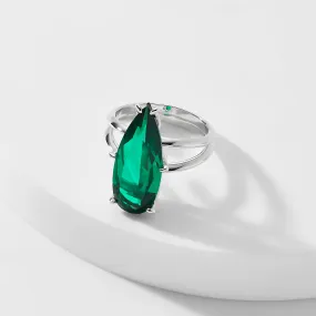 SHINE ON GREEN BOLD PEAR RING