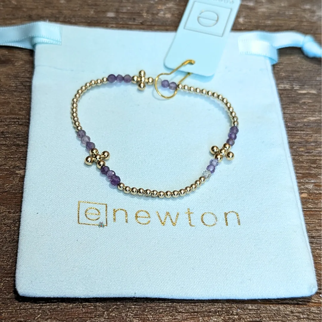 Signature Cross Gold Bliss Pattern 2.5mm Bead Bracelet - Amethyst