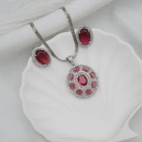 Silver Cubic Zirconia Pendant Set