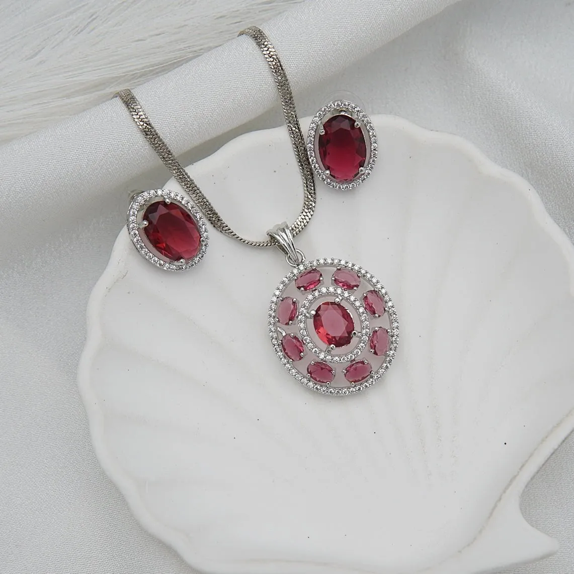 Silver Cubic Zirconia Pendant Set