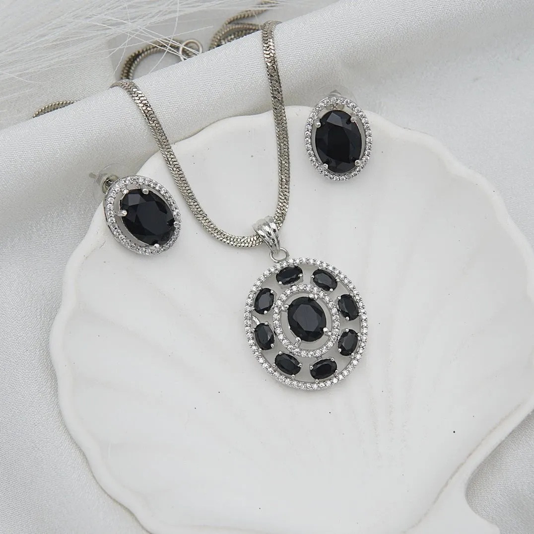 Silver Cubic Zirconia Pendant Set