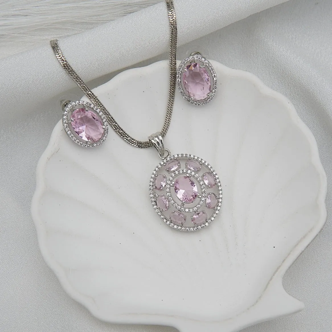 Silver Cubic Zirconia Pendant Set