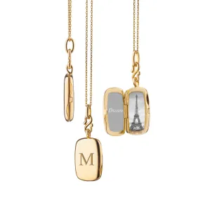 Slim "Britt" 18K Gold Engraved Locket Necklace