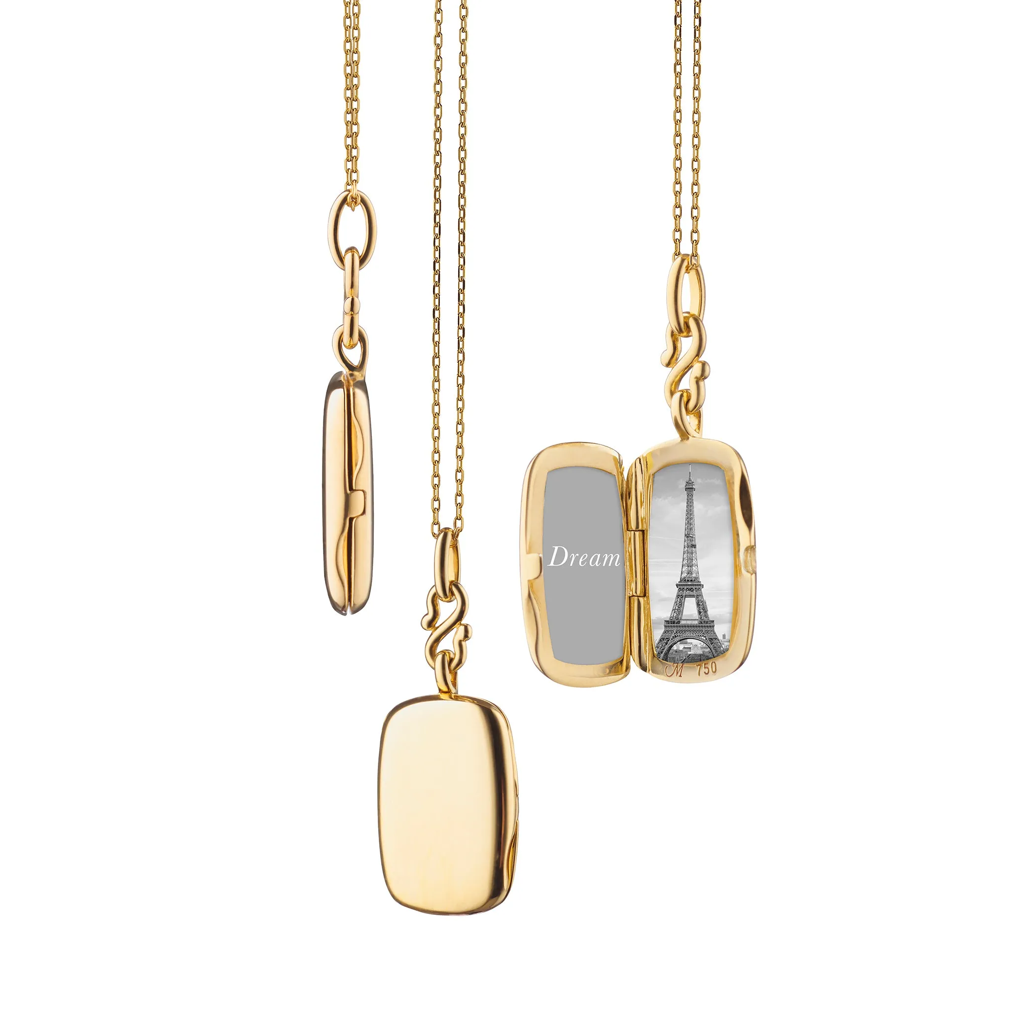 Slim "Britt" 18K Gold Engraved Locket Necklace