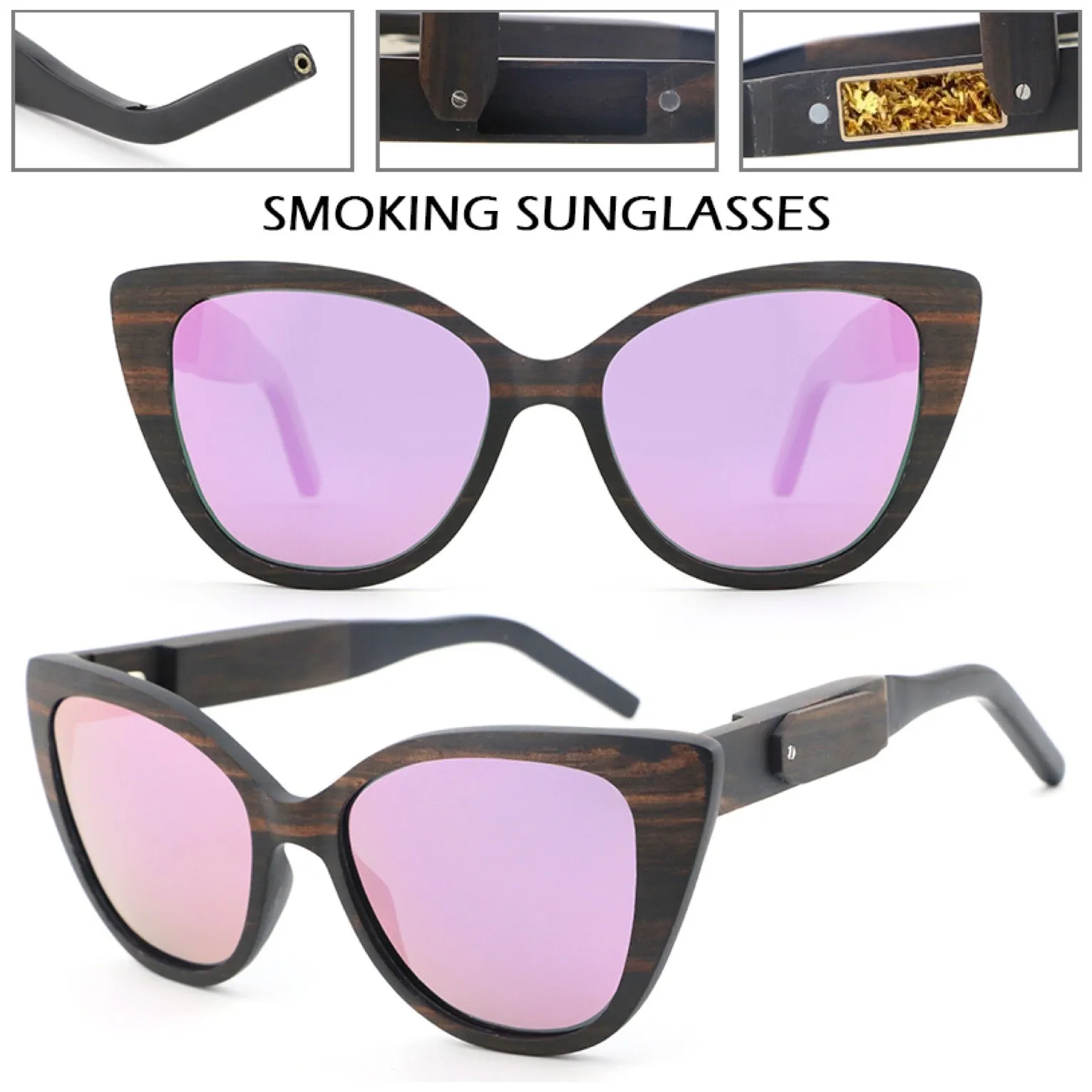 Smokable Pipe Sunglasses // Pink Cat Eye