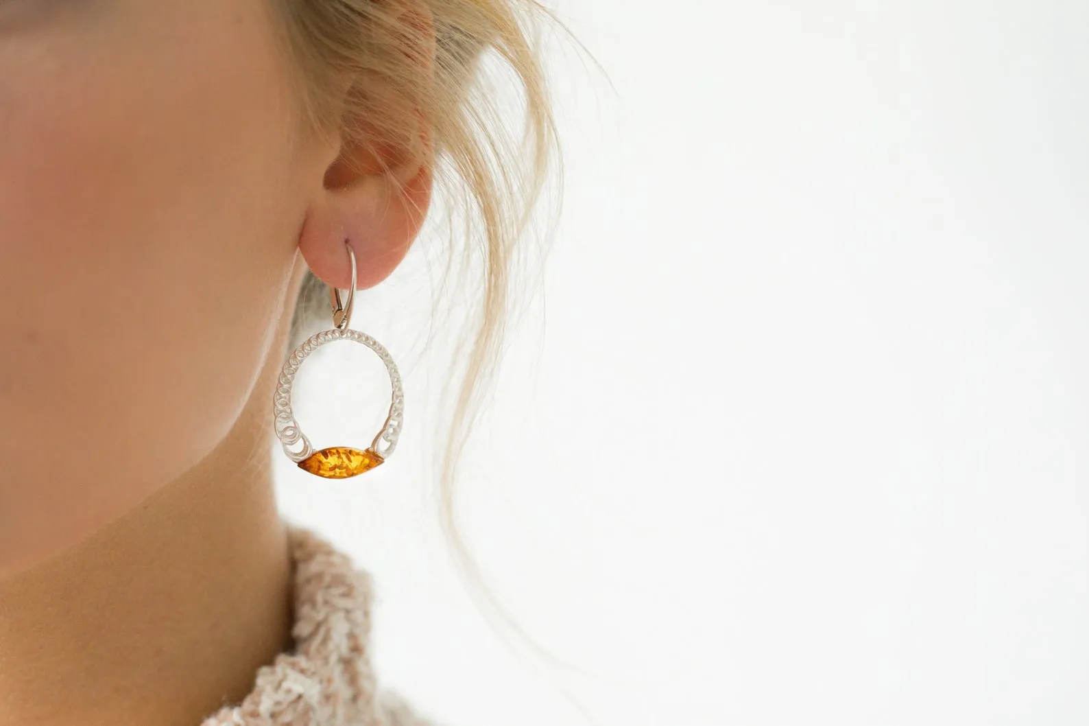 Sparkling Large Cognac Hoop Earrings - Elegant Statement Earrings for Evening Wear