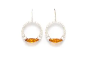 Sparkling Large Cognac Hoop Earrings - Elegant Statement Earrings for Evening Wear