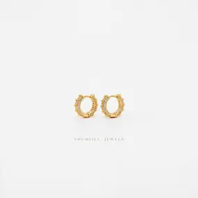 Spike CZ Hoop Earrings, Huggies, Gold, Silver SHEMISLI SH261