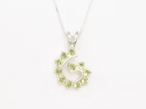 Spiral Peridot Pendant - Green Swirl Necklace, August Birthstone Necklace