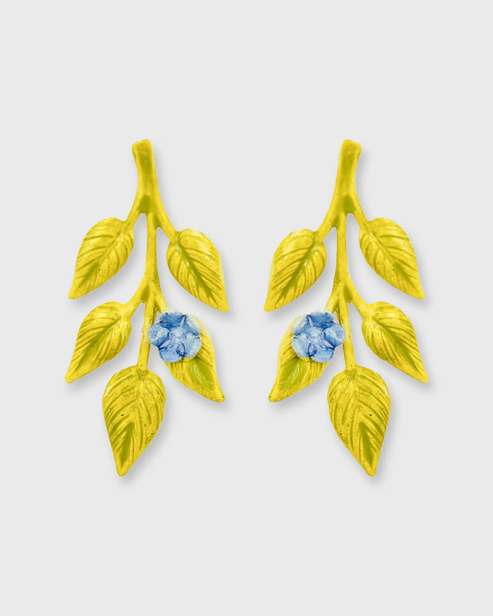 Spring Garden Earrings in Bluish-Green/Brass