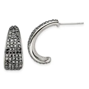 Stainless Steel Polished Crystal Post Earrings