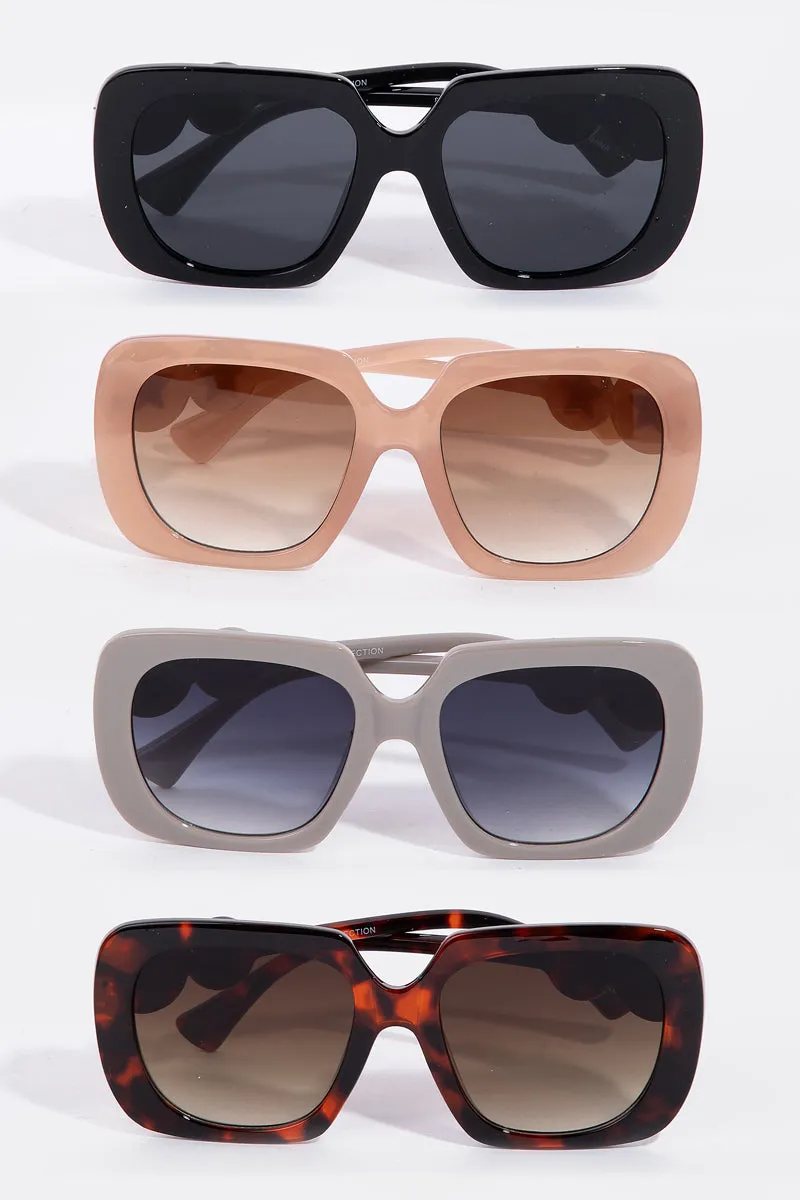 Star Queen Oversized Square Sunglasses with Silver Stars