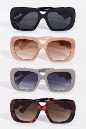 Star Queen Oversized Square Sunglasses with Silver Stars