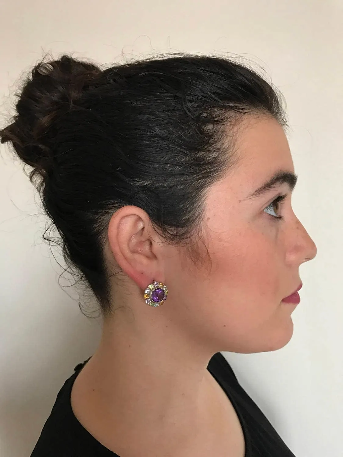 Statement Amethyst Earrings - Mothers Birthstone Earrings - Large Flower Earrings