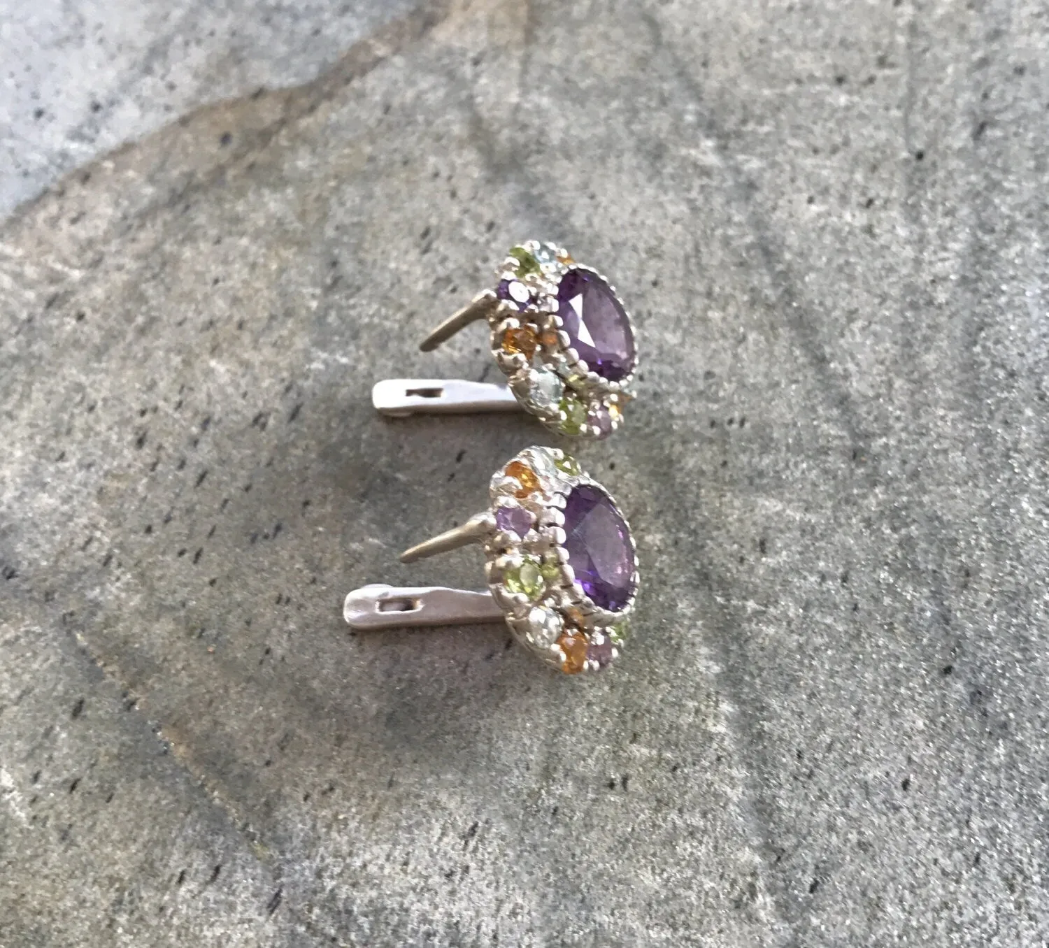 Statement Amethyst Earrings - Mothers Birthstone Earrings - Large Flower Earrings