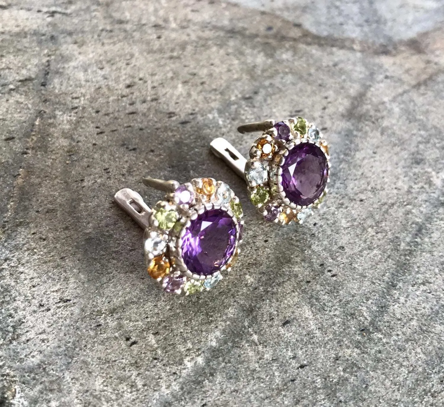 Statement Amethyst Earrings - Mothers Birthstone Earrings - Large Flower Earrings